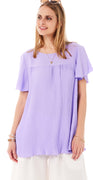 Sigrid bluse med plisse lilla LikeLondon