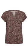 T-shirt med små blomster coral w. black