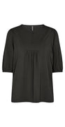 Bluse med knap sort