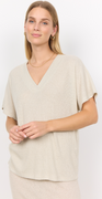 Tynd strikket t-shirt sand