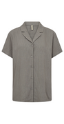 Kortærmet hørskjorte med nålestribet print khaki