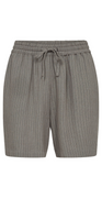 Hør shorts med nålestribet print khaki
