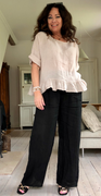 Freja hørbluse med peplum beige LikeLondon