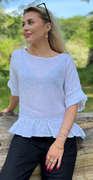 Freja hørbluse med peplum hvid LikeLondon