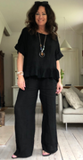 Freja hørbluse med peplum sort LikeLondon