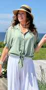 Kylie bluse med bindebånd khaki LikeLondon