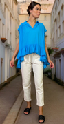 Puk bluse med peplum blå LikeLondon