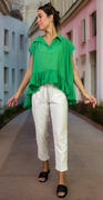 Puk bluse med peplum grøn LikeLondon