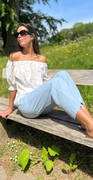 Lava hørbuks med lommer chambray blue