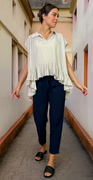 Puk bluse med peplum beige LikeLondon