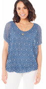 Bine bluse i mesh med elastik forneden denim LikeLondon