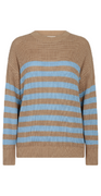 Stribet strik pullover desert taupe w. chambray