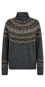 Merla pullover dark grey melange w. desert taupe