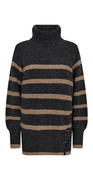 Sila pullover med strib dark grey w. desert taupe