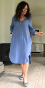 Ibi kjole med lommer og træknap denim LikeLondon