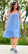 Ivy stropkjole med peplum denim Likelondon