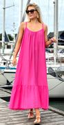Lydia stropkjole med peplum pink LikeLondon