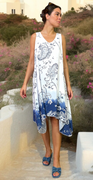 Carol kjole med paisley print og ombre hvid LikeLondon
