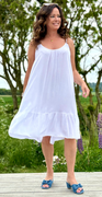 Ivy stropkjole med peplum hvid Likelondon