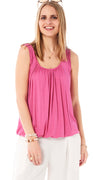 Lulu ensfarvet top pink LikeLondon