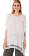 Alva bluse med broderi og blonder hvid LikeLondon