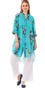 Lykke tunika med blomsterprint turkis LikeLondon