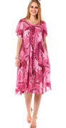 Thilde A-formet kjole med blade pink LikeLondon