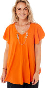 Alma bluse med vidde orange Likelondon