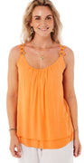 Lucia top i to lag med blomsterstropper orange Likelondon
