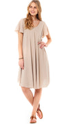 Alma kjole med vidde beige Likelondon