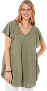 Alma bluse med vidde khaki Likelondon