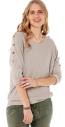 Edith bluse med knapper beige Likelondon