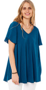 Alma bluse med vidde petrol Likelondon