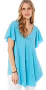 Alma bluse med vidde turkis Likelondon