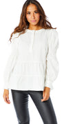 Bluse med peplum offwhite