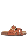 Slip in sandal med spænde camel