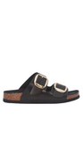 Slip in sandal med spænde sort