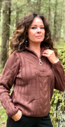 Strikket halfzip pullover chicory coffee