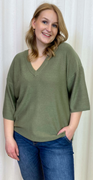 Alpi pullover med v-hals deep lichen green