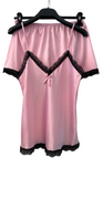 Natsæt top og shorts pink/sort Likelondon