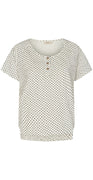 Kortærmet bluse med prikker offwhite