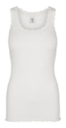 Top med blondekant off-white