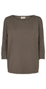 Strikbluse med 3/4 ærme morel