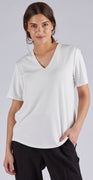 Bluse med v-hals Offwhite