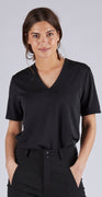 Bluse med v-hals sort