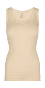 Top med blondekant beige