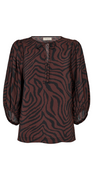 Tidi bluse coffee bean w. black