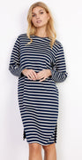 Sweatkjole med strib navy