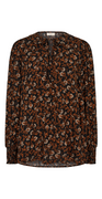 Petra bluse black w. roasted pecan
