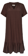 Kort kjole med peplum og kort ærme coffee bean